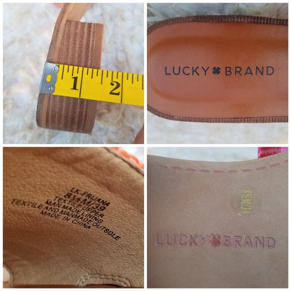 Striped Sandals Size 8.5 Lucky Brand Frijana Slide Rainbow Multicolor Mule - Picture 6 of 11